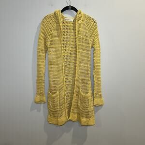 Charlie & Robin Anthropologie Butter Yellow Open-Knit Cardigan‎ Sweater Size S
